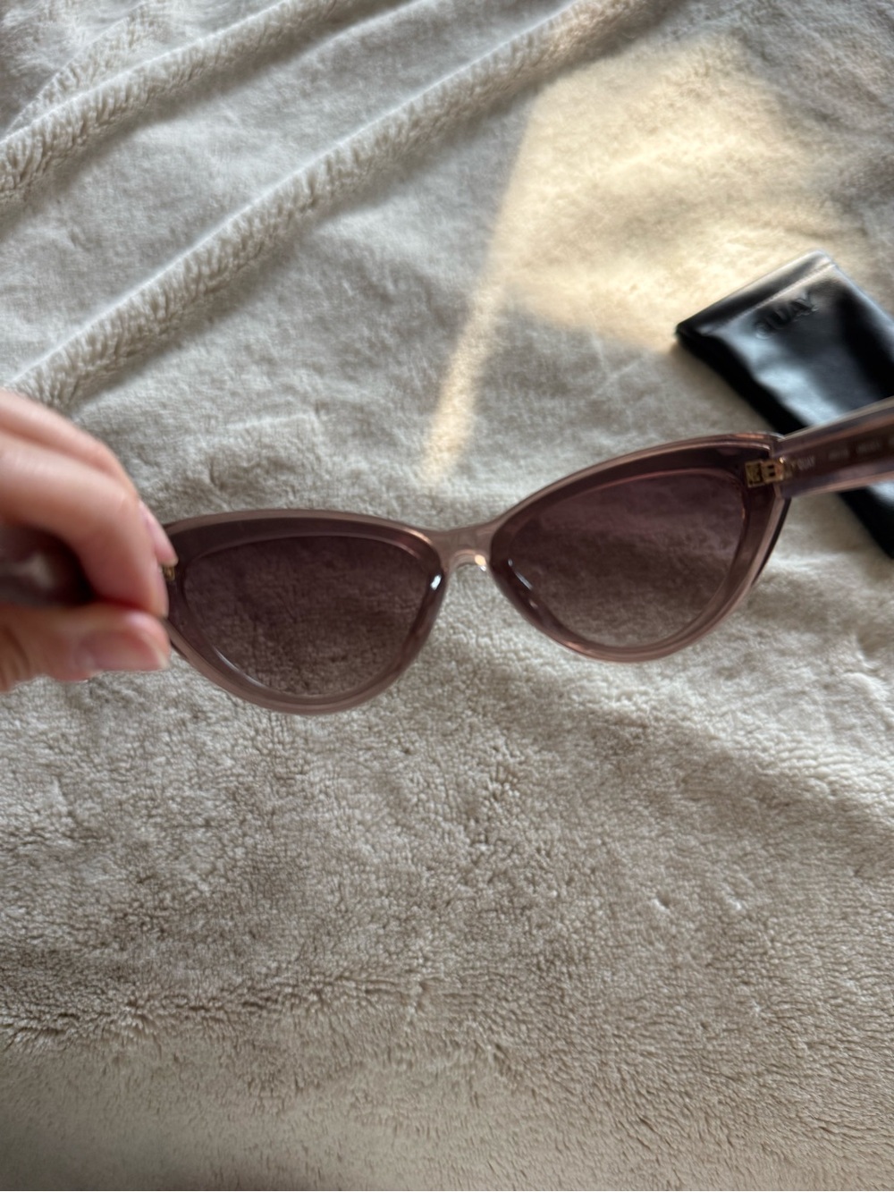 Quay Australia Cat Eye Sunglasses - Tempted Brown rose tone Translucent Frame - Picture 7 of 7